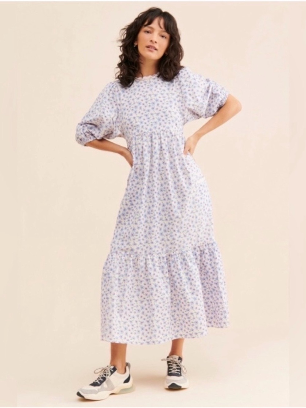Clarice Ditsy Rik Rak Midi Floral Dress